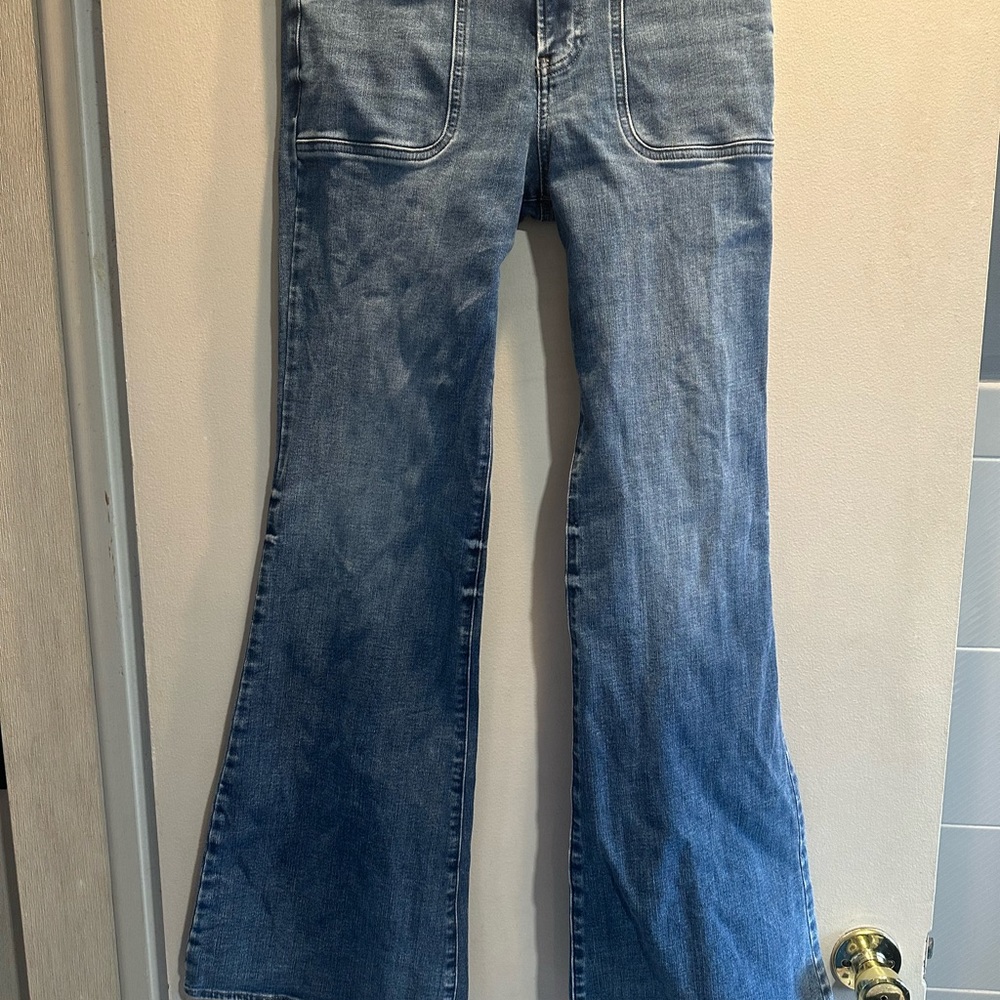 Express Blue Flare Wide Leg Jeans